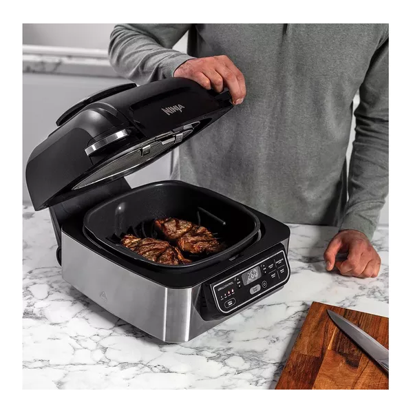 NINJA Foodi AG301UK 5-in-1 Health Grill & Air Fryer - Black & Brushed Steel - 4