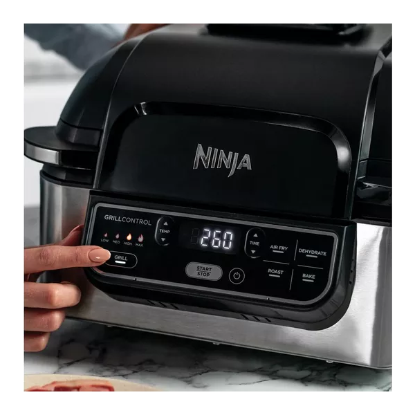 NINJA Foodi AG301UK 5-in-1 Health Grill & Air Fryer - Black & Brushed Steel - 5