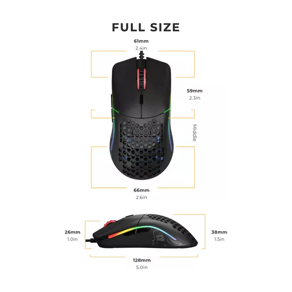 GLORIOUS Model O RGB Optical Gaming Mouse - Matte Black - 6