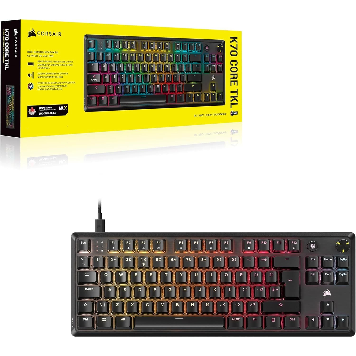 Buy Gadcet Dagenham,CORSAIR K70 CORE TKL RGB Tenkeyless Mechanical Wired Gaming Keyboard Sound Dampening– Black - Gadcet UK | UK | London | Scotland | Wales| Near Me | Cheap | Pay In 3 | Keyboard