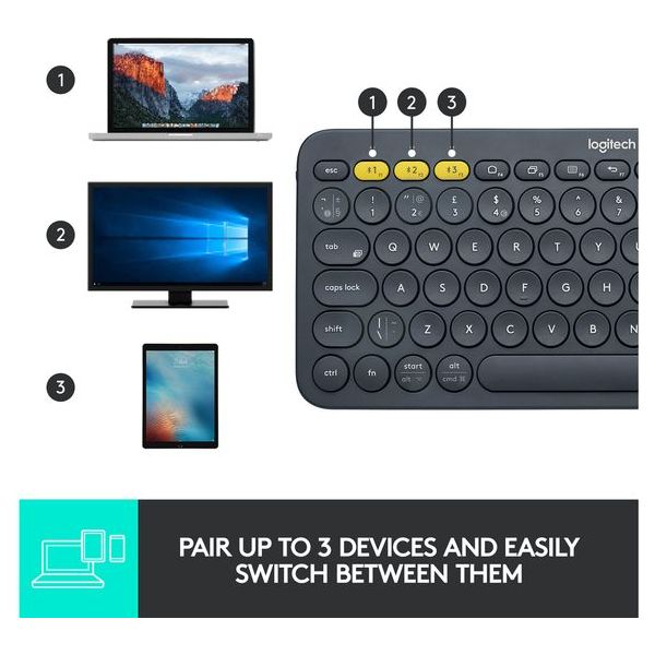 Buy Gadcet Dagenham,Logitech K380 Multi-Device Bluetooth Wireless Keyboard - Dark Grey - Gadcet UK | UK | London | Scotland | Wales| Near Me | Cheap | Pay In 3 | Keyboards