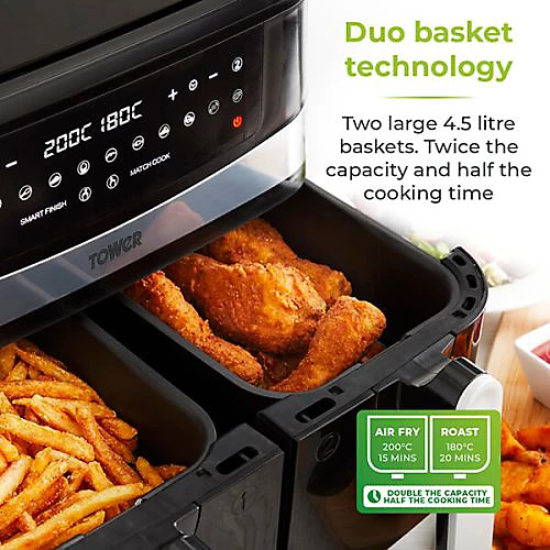 Buy Cashtro ltd,Tower 9 Litre Dual Basket Air Fryer - Gadcet UK | UK | London | Scotland | Wales| Near Me | Cheap | Pay In 3 | Air Fryer