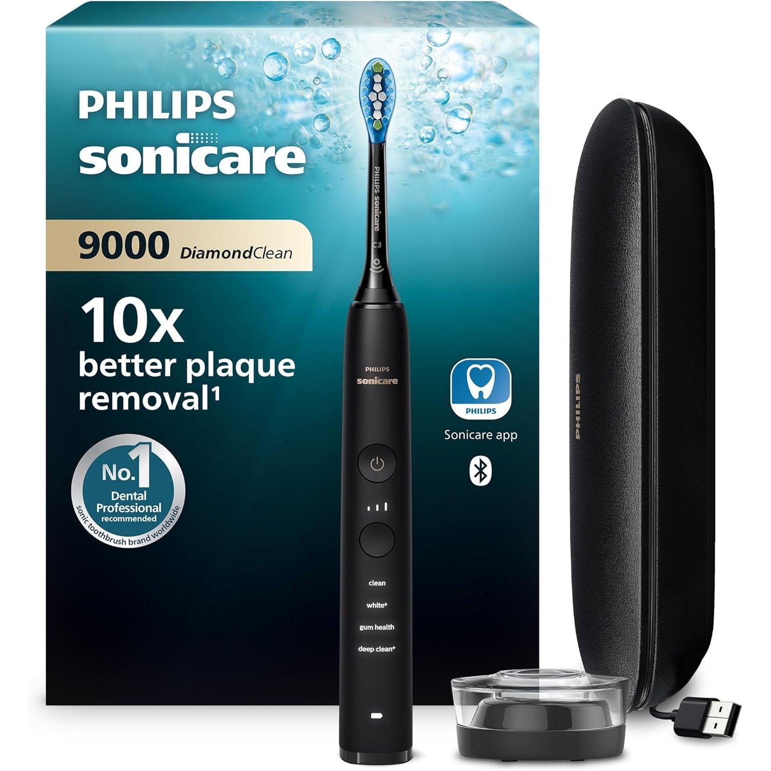 Buy PHILIPS,Philips Sonicare DiamondClean 9000 Electric Toothbrush – Black, App Connected, Pressure Sensor (Packaging May Vary) - Gadcet UK | UK | London | Scotland | Wales| Near Me | Cheap | Pay In 3 | Electric Toothbrushes