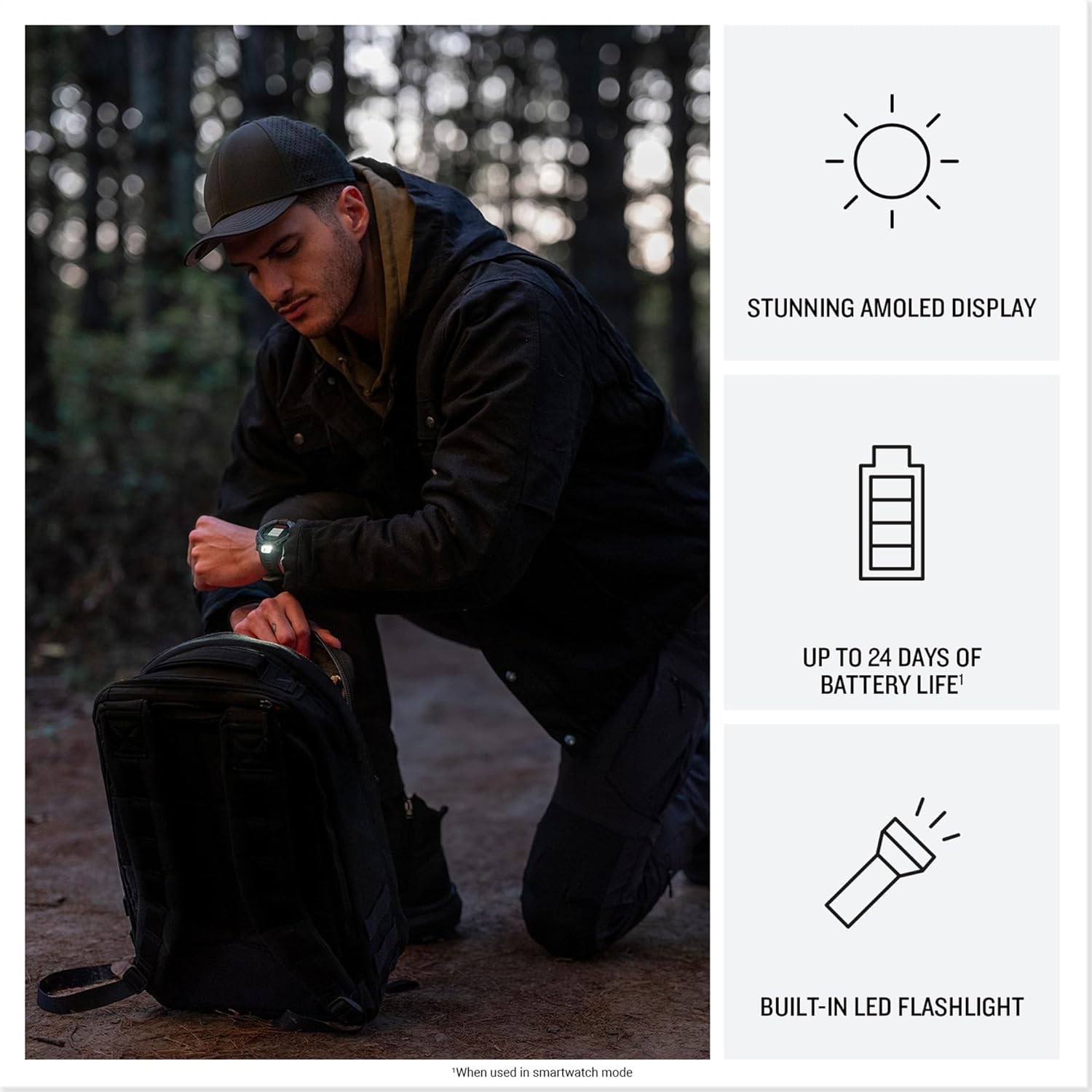 Buy Garmin,Garmin Instinct 3 Tactical Edition – 50mm AMOLED Rugged GPS Smartwatch, Built-in Sports Apps, Health Monitoring, LED Flashlight, Shock Resistant, 10ATM, Up to 24 Days Battery Life – Black - Gadcet UK | UK | London | Scotland | Wales| Near Me | Cheap | Pay In 3 | Smart Watch