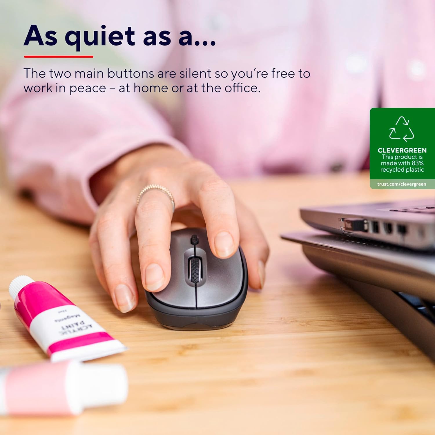 Buy Trust,Trust Yvi+ Silent Wireless Mouse – Sustainable, Compact, and Quiet - Gadcet UK | UK | London | Scotland | Wales| Near Me | Cheap | Pay In 3 | Keyboard & Mouse