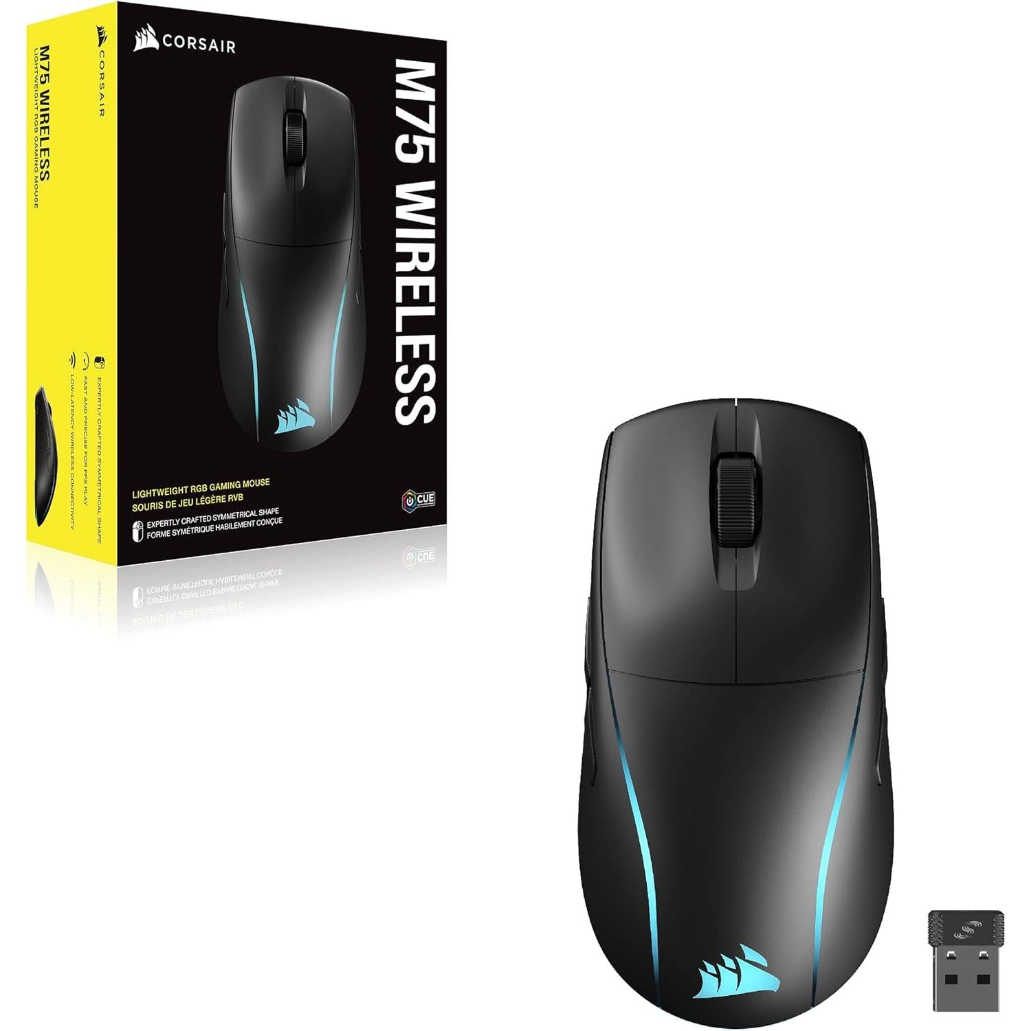 Buy CORSAIR,Corsair M75 Wireless RGB FPS Gaming Mouse, 26,000 DPI, Swappable Side Buttons, iCUE Compatible, PC, Black - Gadcet UK | UK | London | Scotland | Wales| Near Me | Cheap | Pay In 3 | Mice & Trackballs