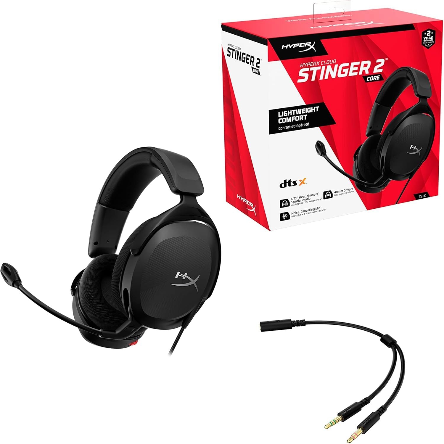 Buy HYPERX,HYPERX Cloud Stinger 2 Core Lightweight Gaming Headset - 40mm Drivers, DTS Headphone Spatial Audio, Rotating Mute Microphone, for PC - Gadcet UK | UK | London | Scotland | Wales| Near Me | Cheap | Pay In 3 | Headphones & Headsets
