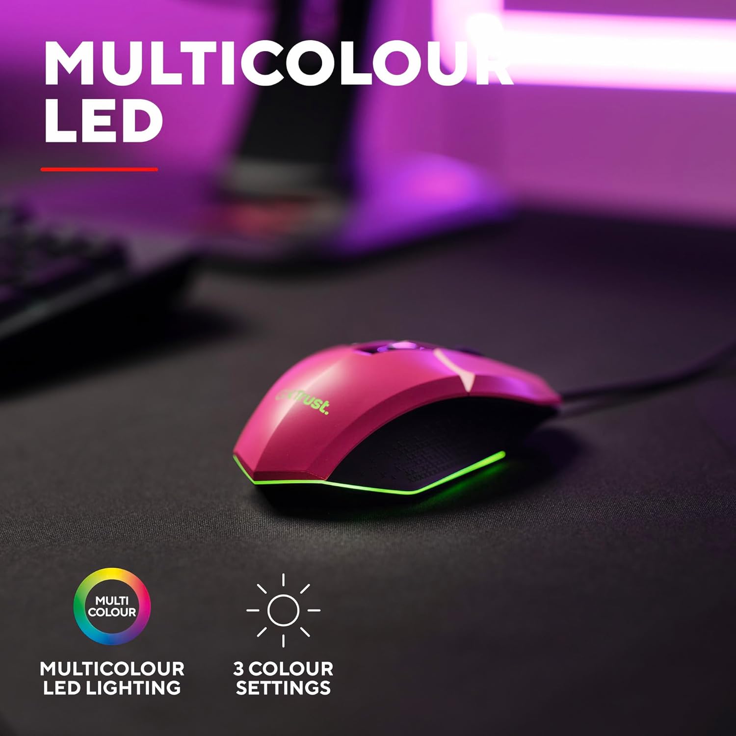 Buy Trust,Trust GXT 109P Felox Gaming Mouse – 6 Programmable Buttons, RGB Lighting, 200-6400 DPI, USB, Pink - Gadcet UK | UK | London | Scotland | Wales| Near Me | Cheap | Pay In 3 | Mice & Trackballs