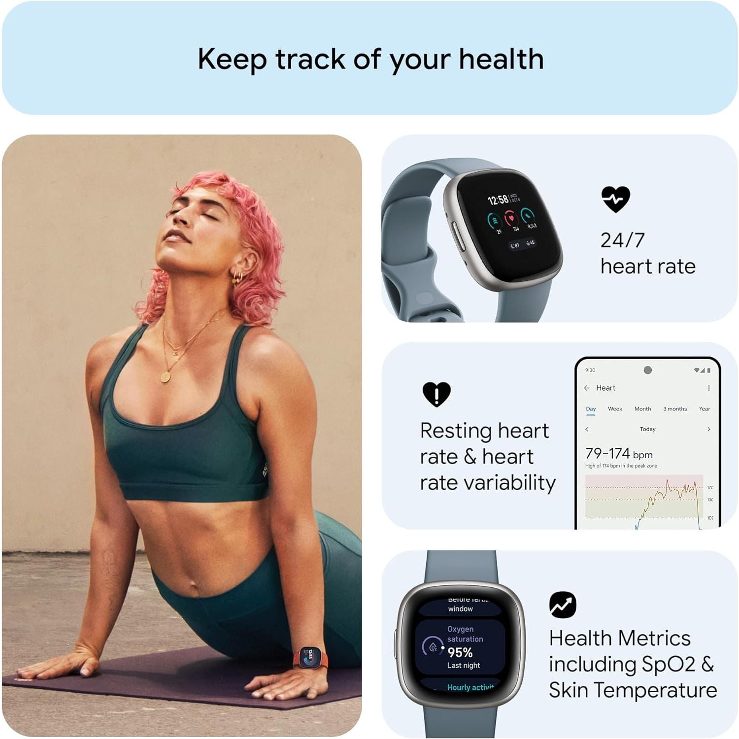 Buy Fitbit,Fitbit Versa 4 Smart Watch - Waterfall Blue/Platinum - Gadcet UK | UK | London | Scotland | Wales| Near Me | Cheap | Pay In 3 | Smart Watches