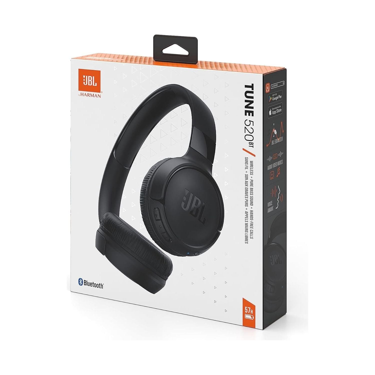 JBL Tune 520BT Wireless On-Ear Headphones Long-Lasting Comfort and Signature Pure Bass Sound - Black - 6