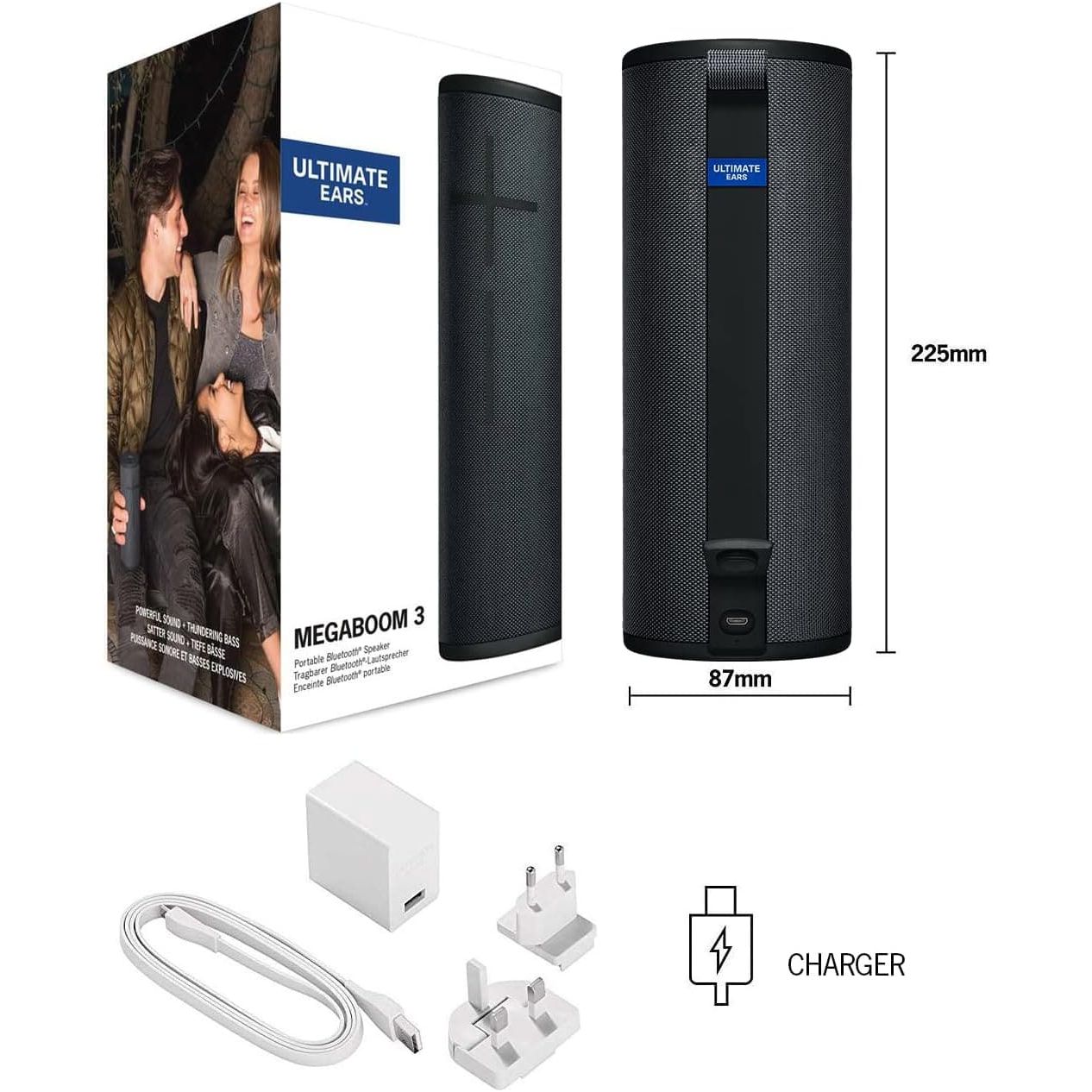 Buy Ultimate Ears,Ultimate Ears MEGABOOM 3 Wireless Bluetooth Speaker (Powerful Sound + Thundering Bass, Bluetooth, Magic Button, Waterproof, Battery 20 hours, Range 45 m) - Night Black - Gadcet UK | UK | London | Scotland | Wales| Ireland | Near Me | Cheap | Pay In 3 | Bluetooth Speakers