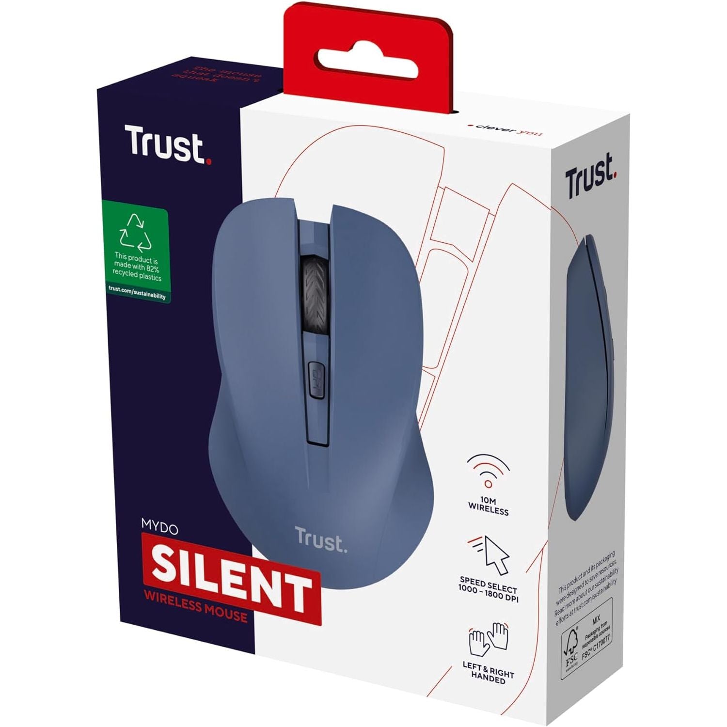 Buy Trust,Trust Mydo Silent Wireless Mouse – Blue - Gadcet UK | UK | London | Scotland | Wales| Near Me | Cheap | Pay In 3 | Keyboard & Mouse