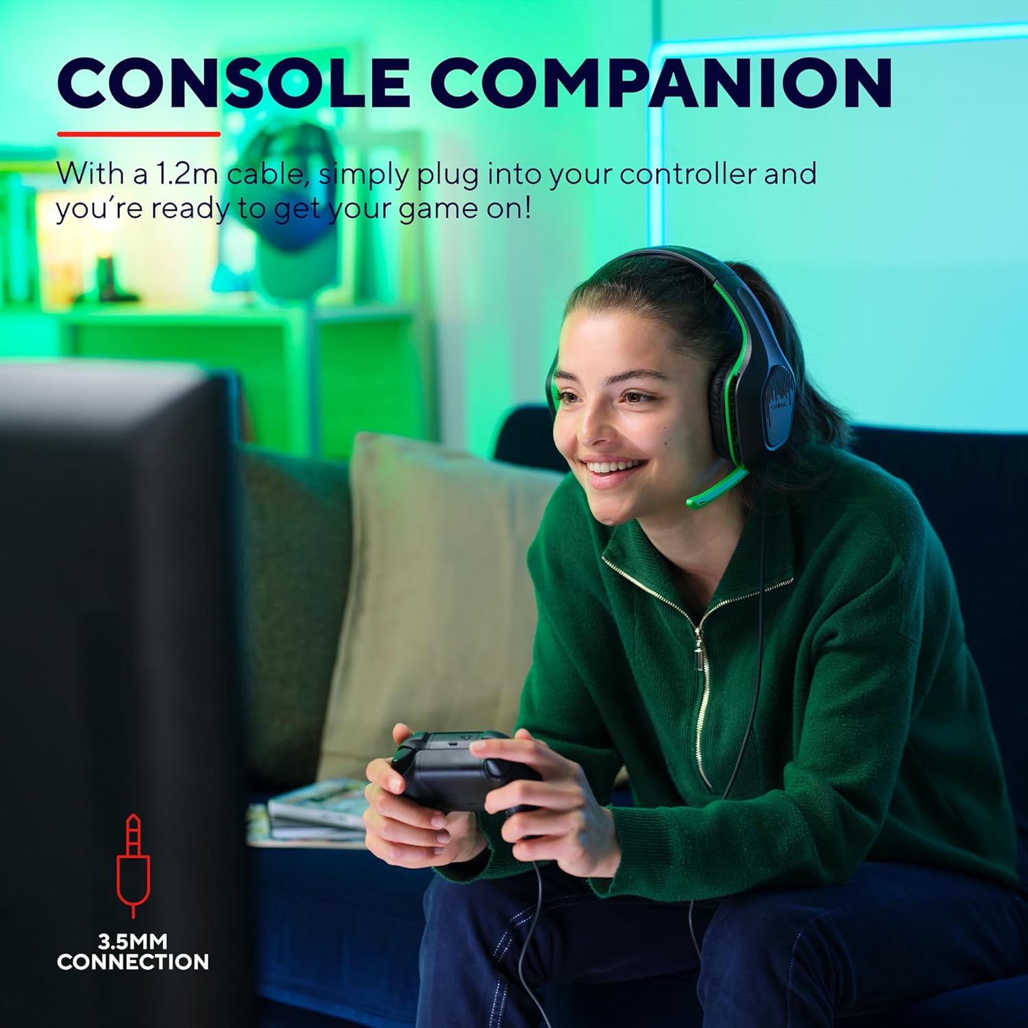 Buy Trust Gaming,Trust Gaming GXT 415X Zirox Lightweight Gaming Headset – 50mm Drivers, 3.5mm Jack, 1.2m Cable, Foldaway Microphone, Over-Ear, Wired – Black/Green - Gadcet UK | UK | London | Scotland | Wales| Near Me | Cheap | Pay In 3 | Headphones & Earphones
