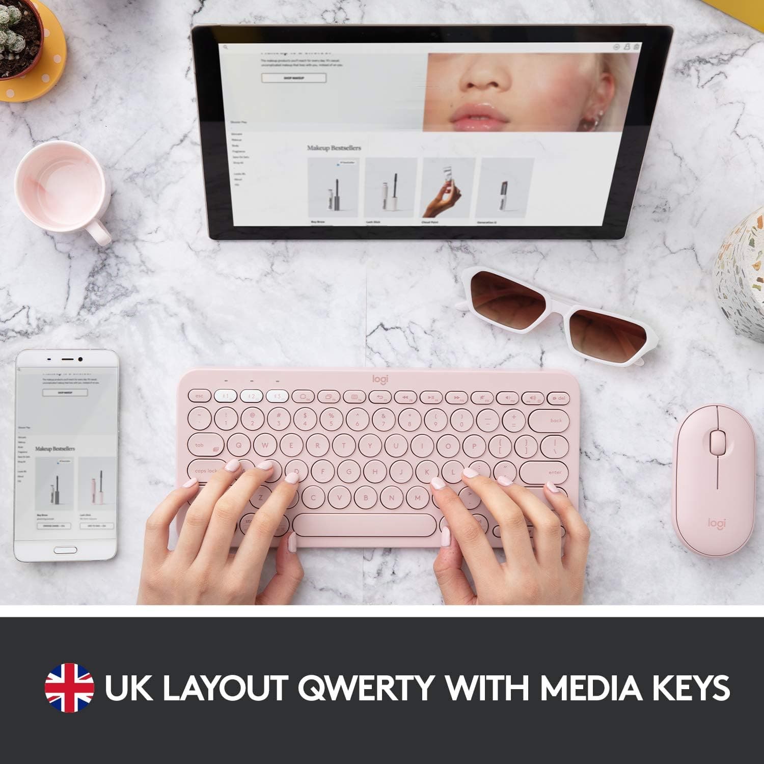 Buy Logitech,Logitech K380 Multi-Device Bluetooth Keyboard - Rose - Gadcet UK | UK | London | Scotland | Wales| Ireland | Near Me | Cheap | Pay In 3 | Keyboards