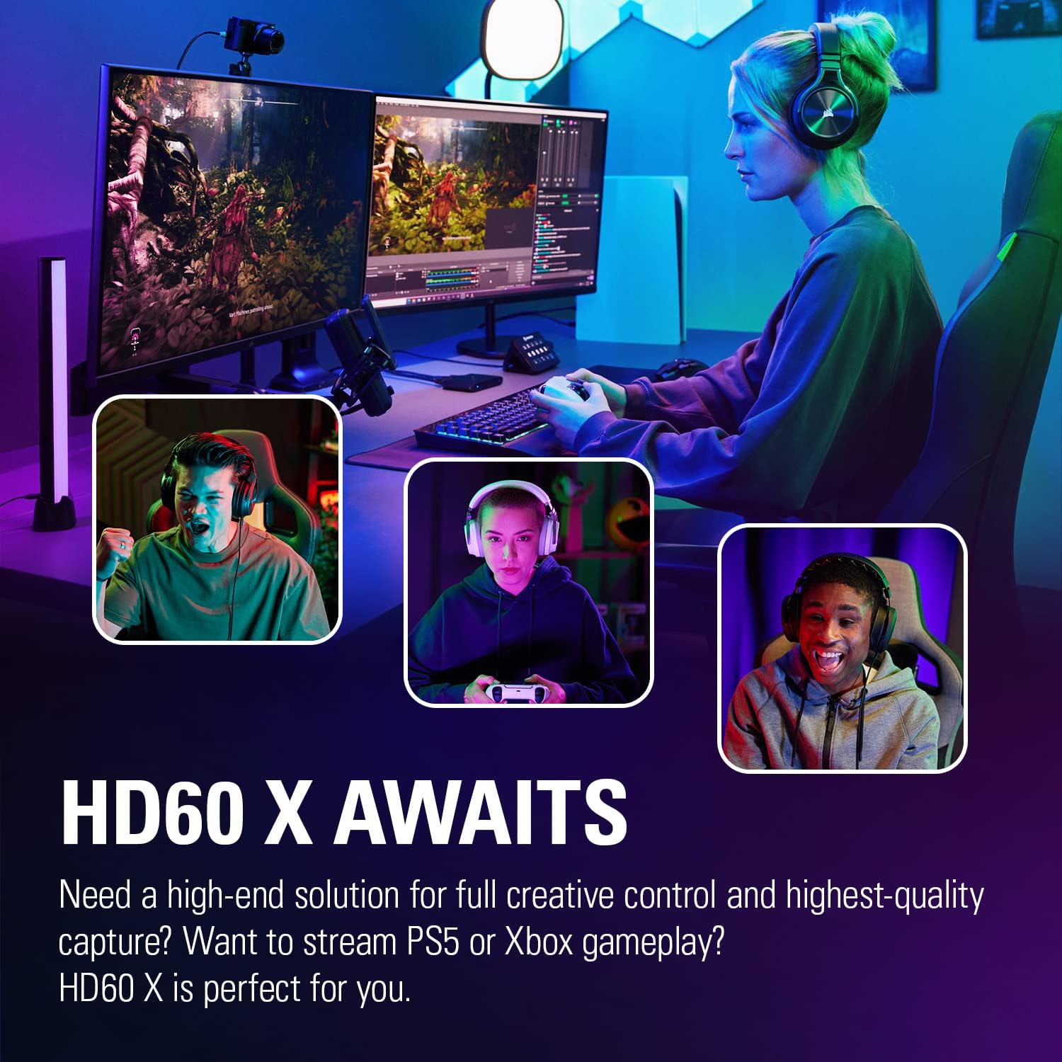 Elgato HD60 X External Capture Card – 1080p60 HDR10 & 4K30 Capture, 4K60 Passthrough, VRR, PS5, Xbox, PC & Mac