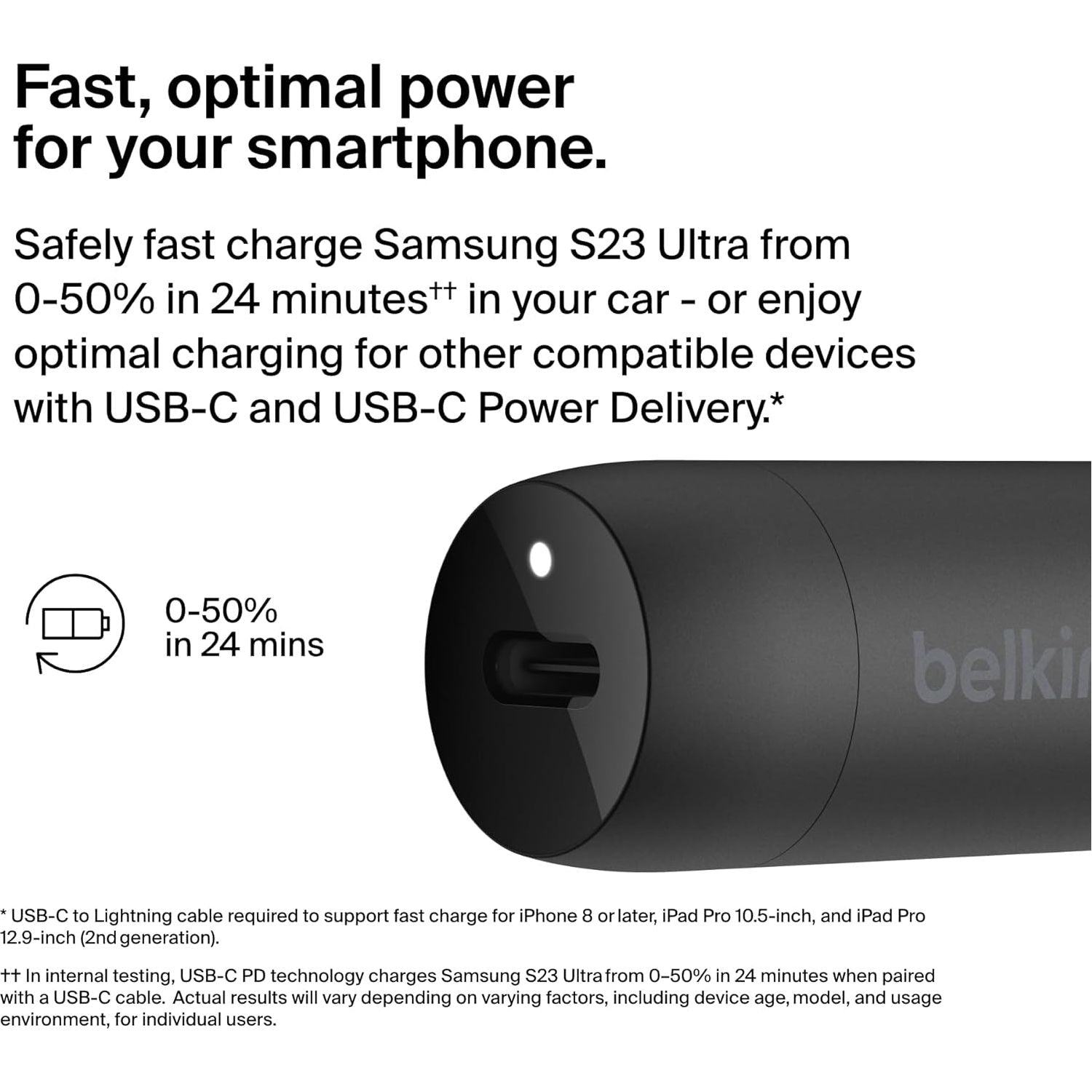 Buy Belkin,Belkin BoostCharge 30W USB-C Fast Car Charger – Compact Design with USB-C to USB-C Cable – Universal for iPhone 16/15, Galaxy S23, Note & More – Black - Gadcet UK | UK | London | Scotland | Wales| Near Me | Cheap | Pay In 3 | Power Adapters & Chargers