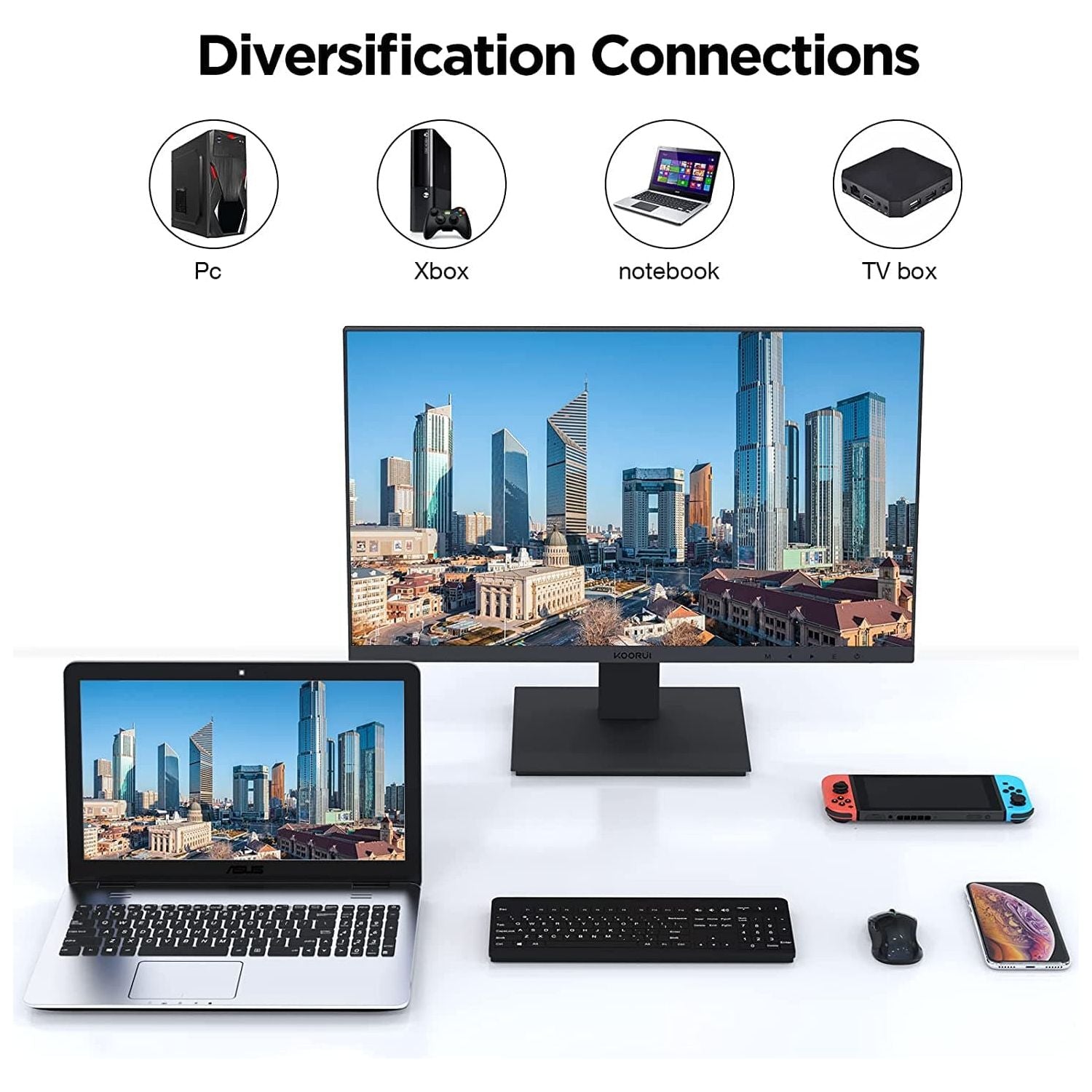 Buy KooRui,KOORUI 27 Inch FHD Monitor, IPS Computer Monitors, 75Hz, 5ms, 16:9 Full HD (1920 x 1080), VESA Mountable, HDMI/VGA, Low Blue Light - Gadcet.com | UK | London | Scotland | Wales| Ireland | Near Me | Cheap | Pay In 3 | Televisions