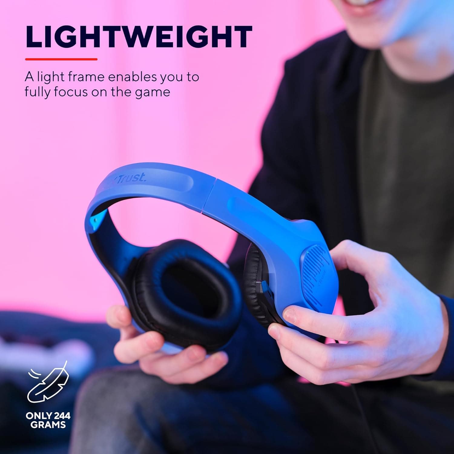 Buy Trust Gaming,Trust Gaming GXT 415B Zirox Lightweight Gaming Headset with 50mm Drivers for PC, Xbox, PS4, PS5, Switch, Mobile, 3.5 mm Jack, 2m Cable, Foldaway Microphone, Over-Ear Wired Headphones - Blue - Gadcet UK | UK | London | Scotland | Wales| Near Me | Cheap | Pay In 3 | Headphones & Headsets