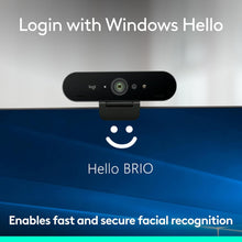 Logitech Brio 4K Webcam for Business – Windows Hello, Auto-Light Correction, Noise-Cancelling, Graphite