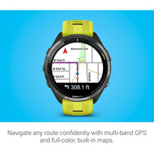 Garmin Forerunner 965 – Carbon Grey Titanium Bezel, Black Case, Amp Yellow/Black Silicone Band