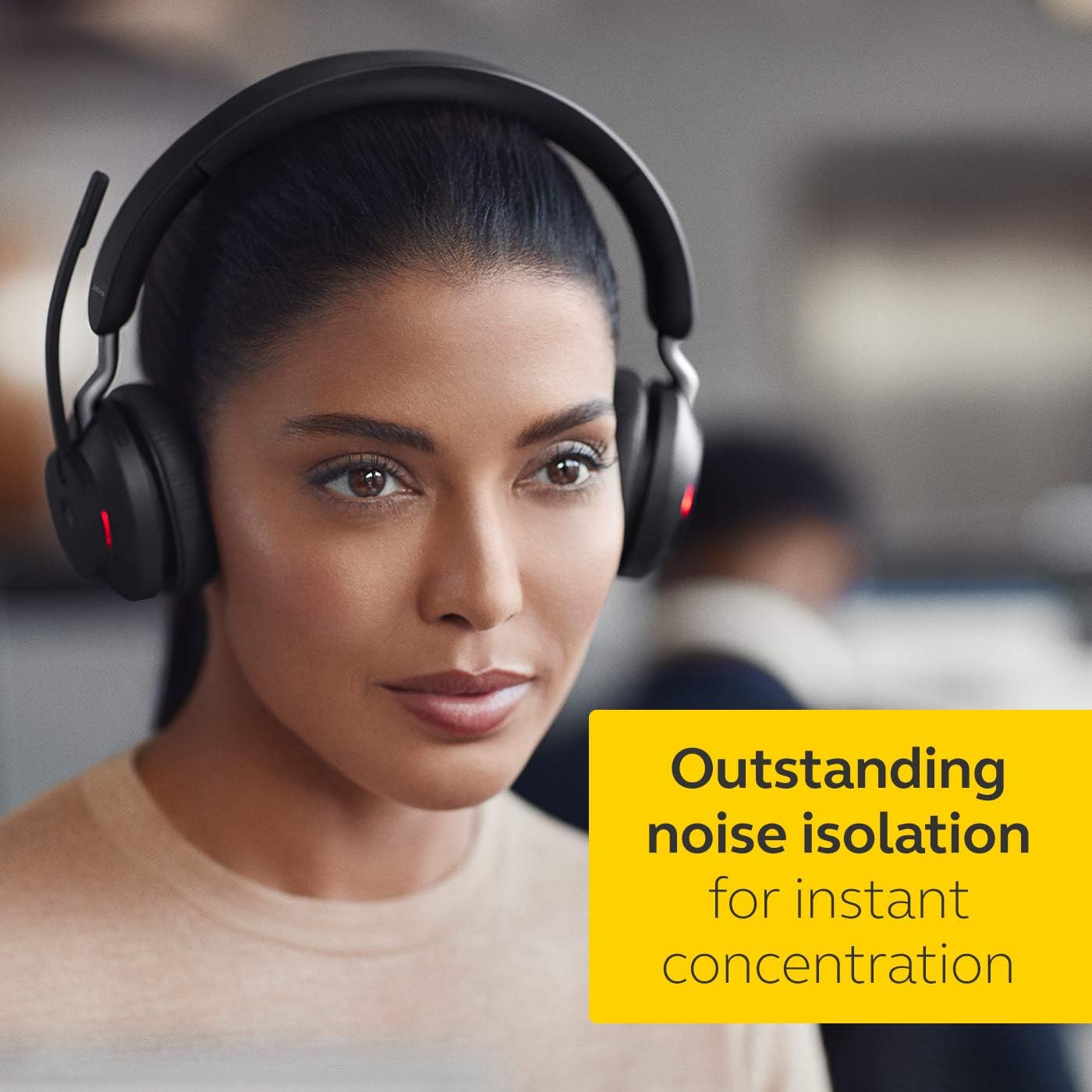Jabra Evolve2 65 Wireless PC Headset – Noise Cancelling Microsoft Teams Certified Stereo Headphones With Long-Lasting Battery – USB-A Bluetooth Adapter – Black
