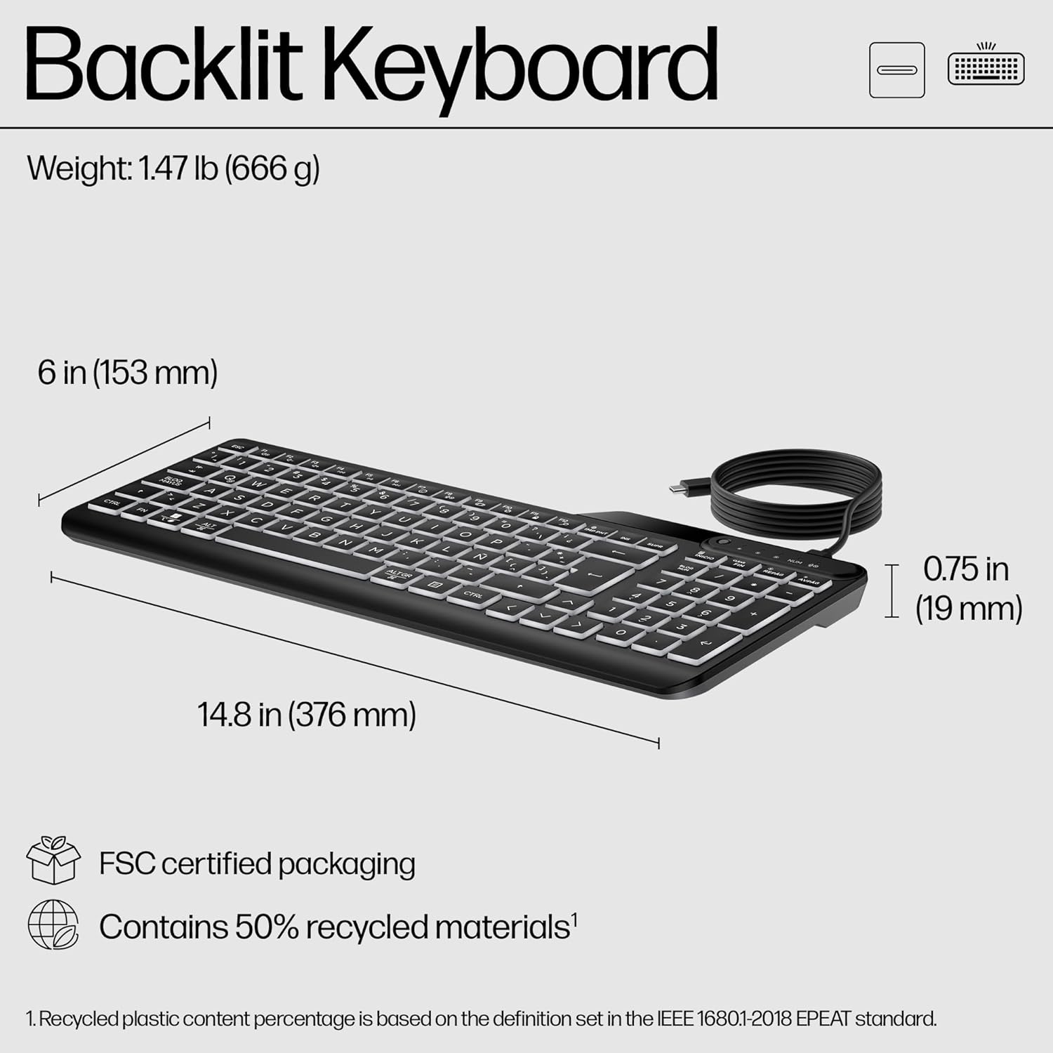 Buy HP,HP 400 Backlit Wired Keyboard – Black, Warm White LED, Slim Design, USB-C + USB-A Compatible - Gadcet UK | UK | London | Scotland | Wales| Near Me | Cheap | Pay In 3 | Keyboards