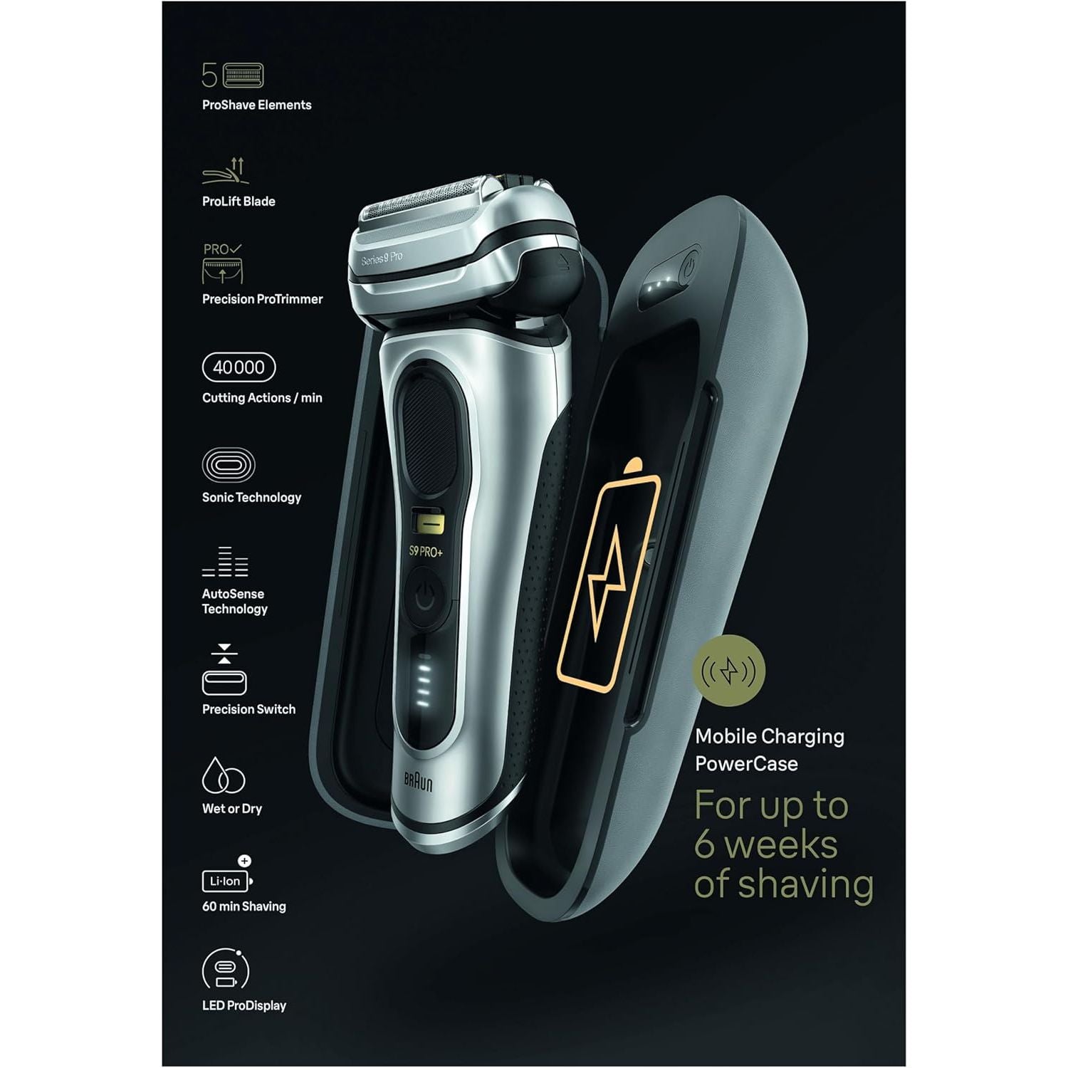 Buy Braun,Braun Series 9 PRO+ Electric Shaver for Men, 5 Shave Elements, Precision Trimmer, SmartCare Center, PowerCase, Wet & Dry, 9477cc, Silver - Gadcet UK | UK | London | Scotland | Wales| Near Me | Cheap | Pay In 3 | Electric Razors