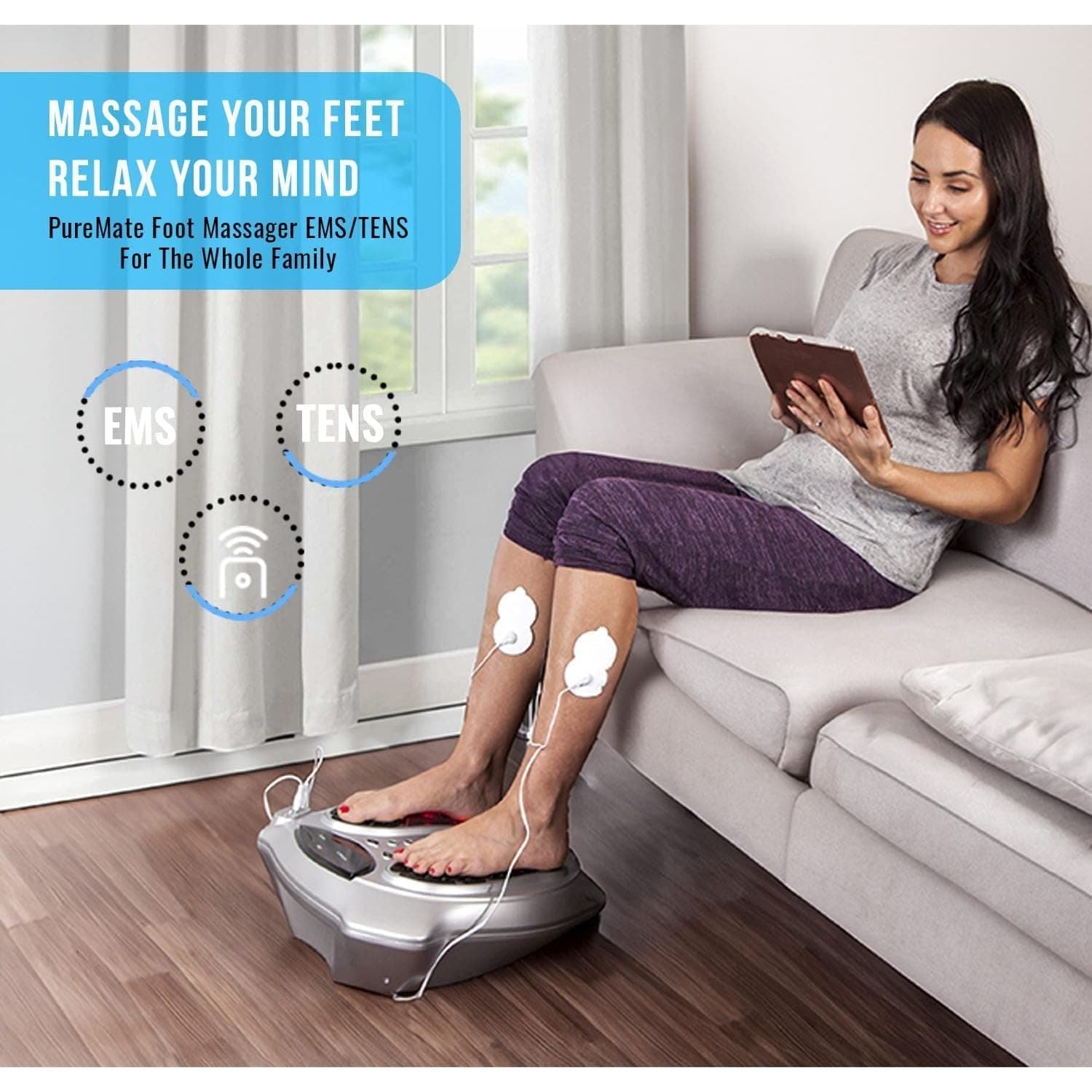 Buy PureMate,PureMate PM605 Foot Circulation & Body Therapy Massager with 99 Electromagnetic Wave Intensities, 15 Modes & Remote Control - Gadcet UK | UK | London | Scotland | Wales| Near Me | Cheap | Pay In 3 | Electric Foot Massagers