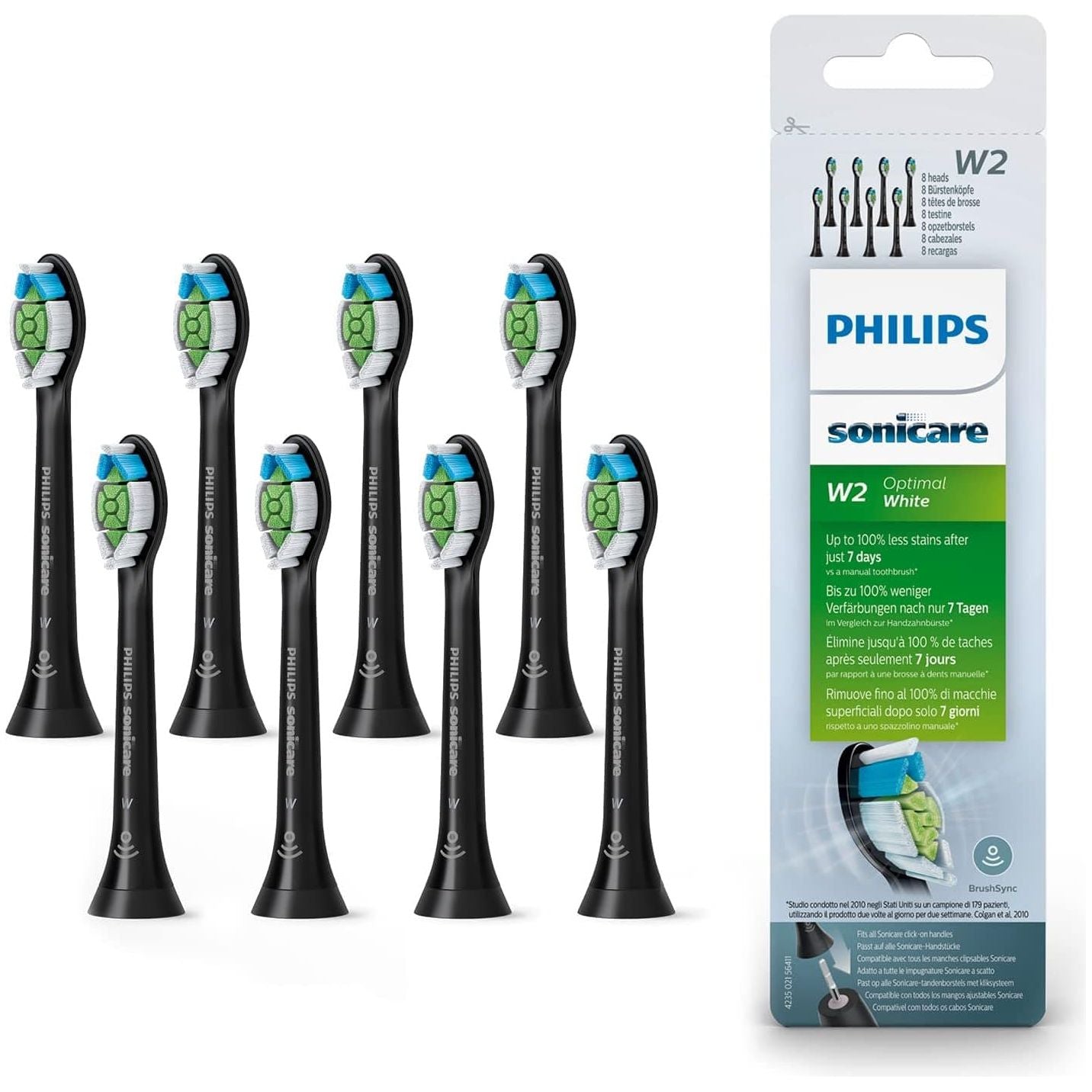 Buy Philips,Philips Sonicare Original W2 Optimal White Standard Sonic Toothbrush Heads - 8 Pack in Black (Model HX6068/13) - Gadcet UK | UK | London | Scotland | Wales| Near Me | Cheap | Pay In 3 | Health & Beauty