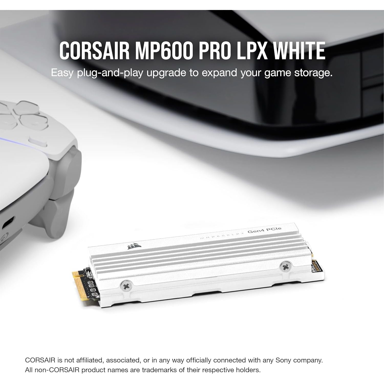 Corsair MP600 PRO LPX 4TB M.2 NVMe PCIe Gen4 SSD – PS5 Optimised, Heatsink, Up to 7,100MB/s
