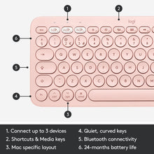 Buy Logitech,Logitech K380 Multi-Device Bluetooth Keyboard for Mac with Compact Slim Profile, Easy-Switch up to 3 Devices, Scissor Keys, 2 Year Battery, macOS/iOS/iPadOS, QWERTY UK English Layout - Rose - Gadcet | UK | London | Scotland | Wales| Near Me | Cheap | Pay In 3 | Keyboard & Mouse