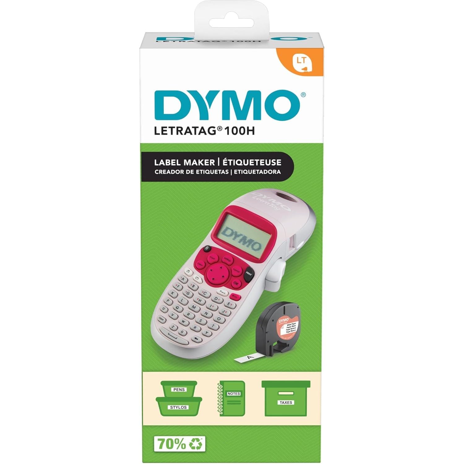 Buy Dymo,Dymo LetraTag LT-100H Handheld Label Maker - ABC Keyboard, 13-Character LCD, Home & Office Use, Pink - Gadcet UK | UK | London | Scotland | Wales| Near Me | Cheap | Pay In 3 | Desktop Thermal Label Printers