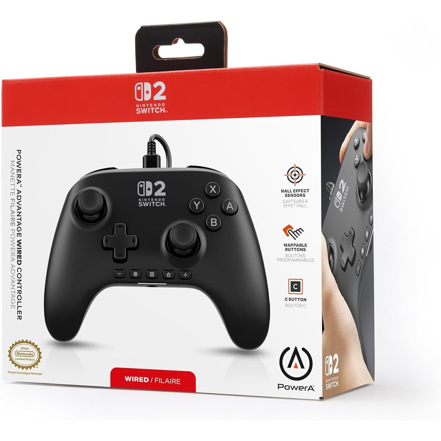 Buy Nintendo Switch,PowerA Advantage Wired Controller for Nintendo Switch 2 - Black, Officially Licensed, Hall Effects, Mappable Buttons, Pro Controller, C Button, On-board Audio Controls - Gadcet UK | UK | London | Scotland | Wales| Near Me | Cheap | Pay In 3 | Home Game Console Controllers