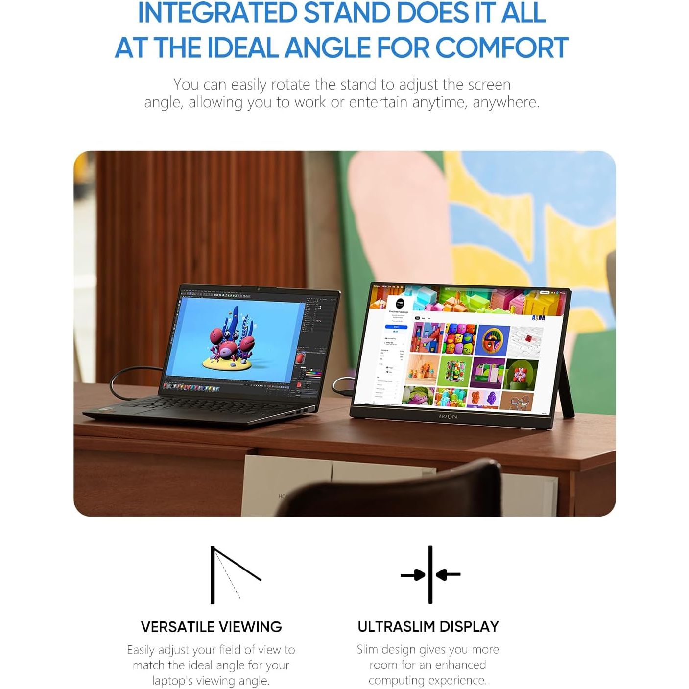 Buy ARZOPA,ARZOPA Portable Monitor – 15.6" FHD 1920×1080 IPS Display with Kickstand - Gadcet UK | UK | London | Scotland | Wales| Near Me | Cheap | Pay In 3 | Computer Monitors