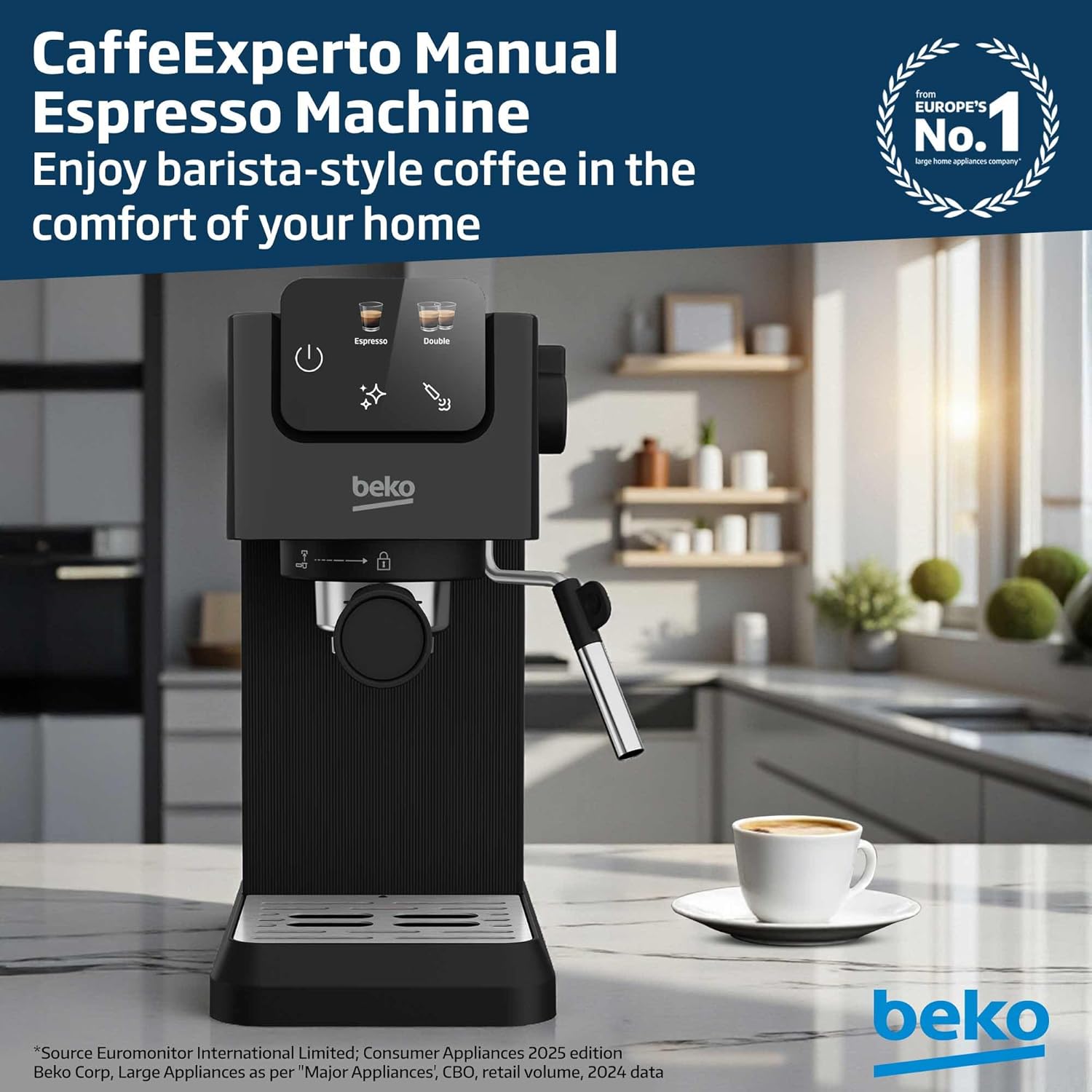 Buy Beko,Beko CaffeExperto™ CEP5302B Manual Espresso Machine – Black (15 Bar, Touch Display, Milk Frother, Dual Nozzle) - Gadcet UK | UK | London | Scotland | Wales| Near Me | Cheap | Pay In 3 | Coffee Makers & Espresso Machines