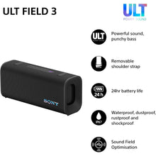 Sony ULT Field 3 Portable Bluetooth Speaker – ULT Power Sound, 24H Battery, IP67 Waterproof, Black