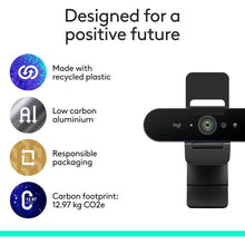 Logitech Brio 4K Webcam for Business – Windows Hello, Auto-Light Correction, Noise-Cancelling, Graphite