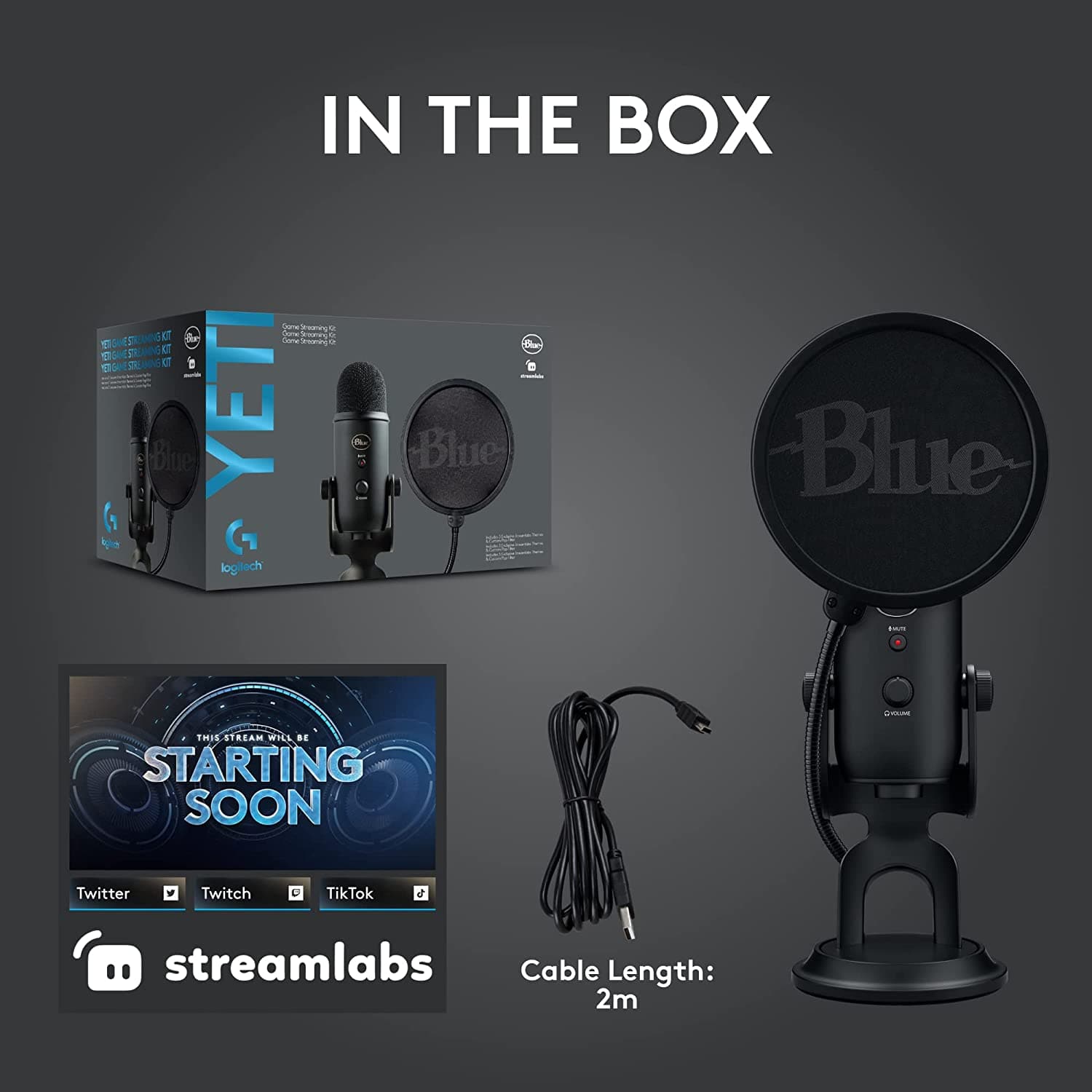 Logitech,Logitech G Blue Yeti Game Streaming Kit with 3 streamlabs Themes & custom Pop Filter - Gadcet.com