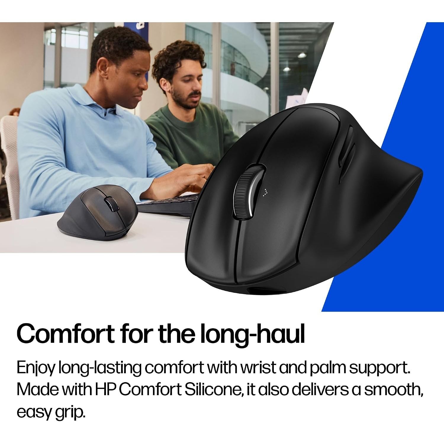 HP Tilt Ergonomic Mouse 720M Rechargeable Wireless + Bluetooth Mouse | Ultra-fast Rechargeable Supercapacitor | 1 Month Usage from a 3-Minute Charge | 7 Programmable Buttons | 6000 DPI Sensor | Black