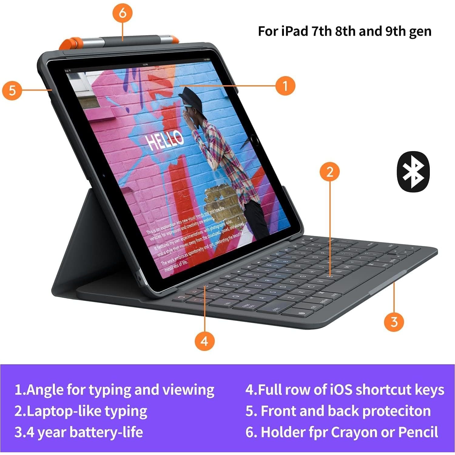 Buy Logitech,Logitech iPad 7th Gen Slim Folio Tablet Case - Grey - Gadcet UK | UK | London | Scotland | Wales| Ireland | Near Me | Cheap | Pay In 3 | Tablet Computers
