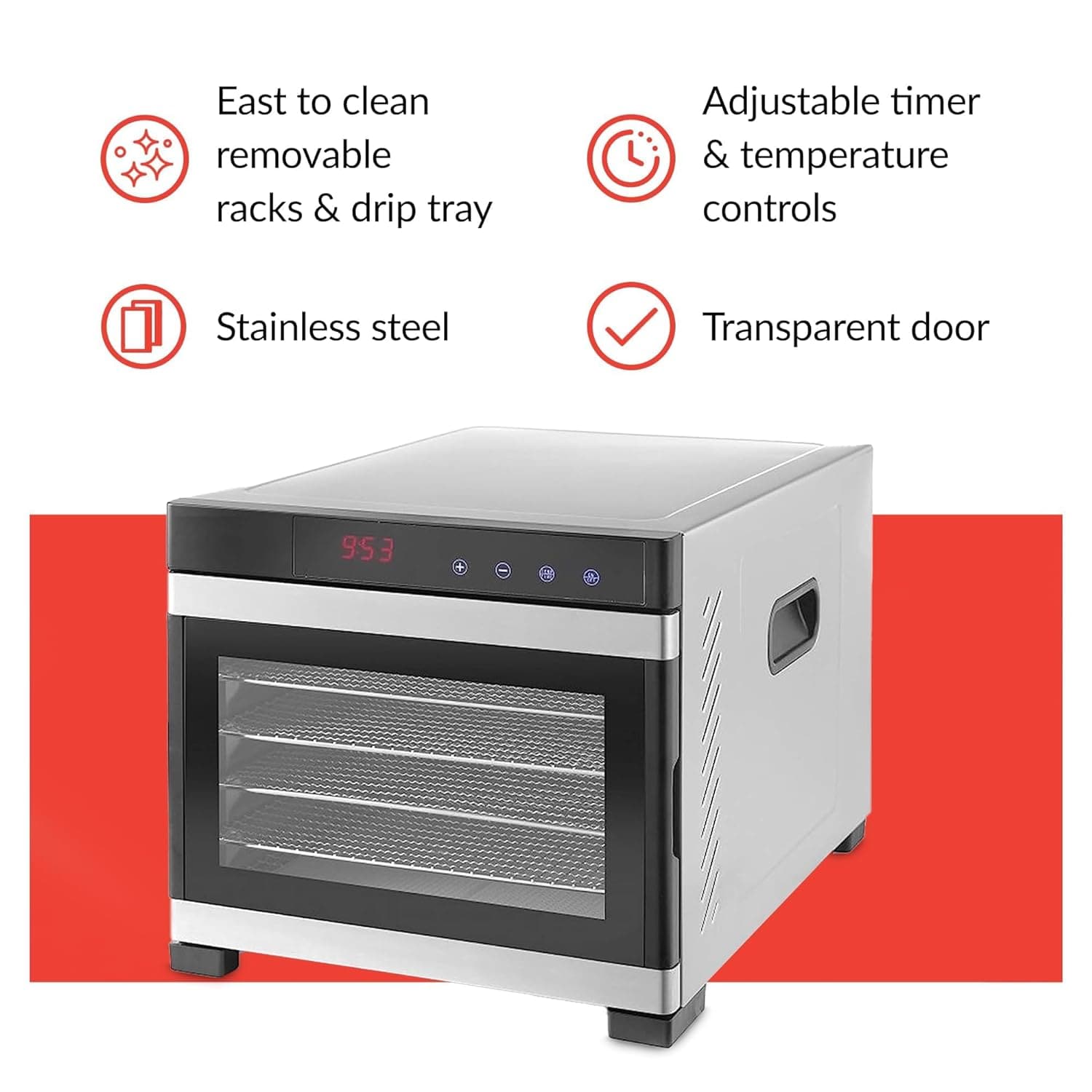 Buy SousVideTools,SousVideTools Hendi 6-Tray Stainless Steel Food Dehydrator with Touch Panel, Timer & Thermostat Control for Fruit, Meat, and Vegetables - Gadcet UK | UK | London | Scotland | Wales| Near Me | Cheap | Pay In 3 | Kitchen Appliances