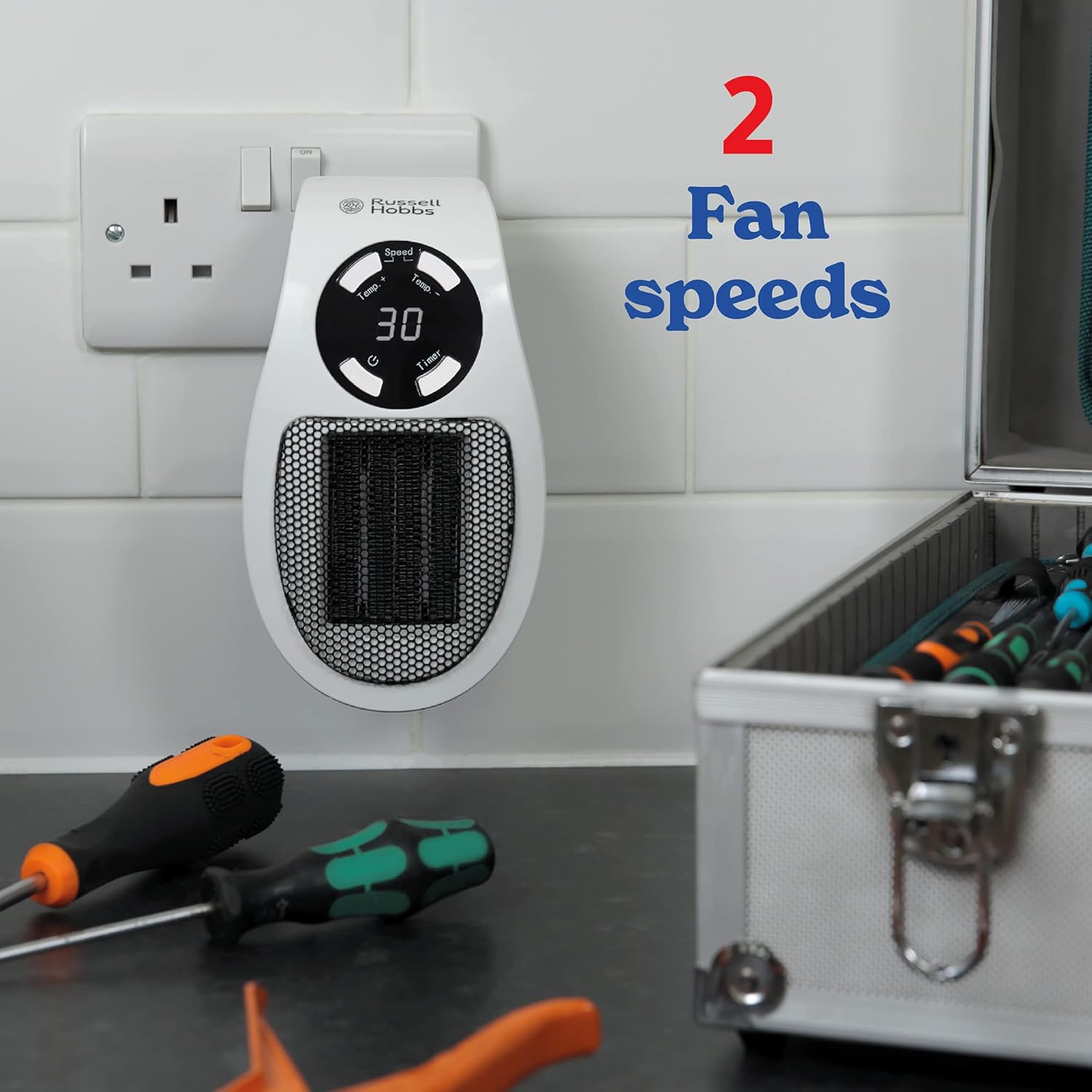Buy Russell Hobbs,Russell Hobbs RHPH2001 500W Ceramic Plug Heater – Adjustable Thermostat, 12-Hour Timer, LED Display, 2 Fan Speeds – White - Gadcet UK | UK | London | Scotland | Wales| Near Me | Cheap | Pay In 3 | Plug