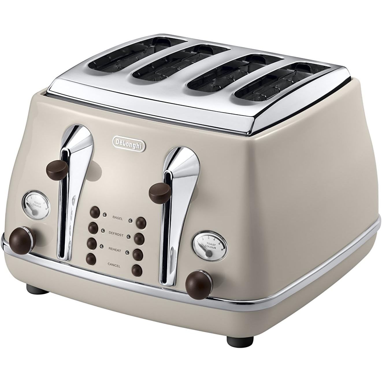 Buy De'Longhi,De'Longhi Icona Vintage 4-Slot Toaster - Reheat, Defrost, One-Side Bagel, 6 Browning Settings, Beige - CTOV4003BG - Gadcet UK | UK | London | Scotland | Wales| Near Me | Cheap | Pay In 3 | Toaster