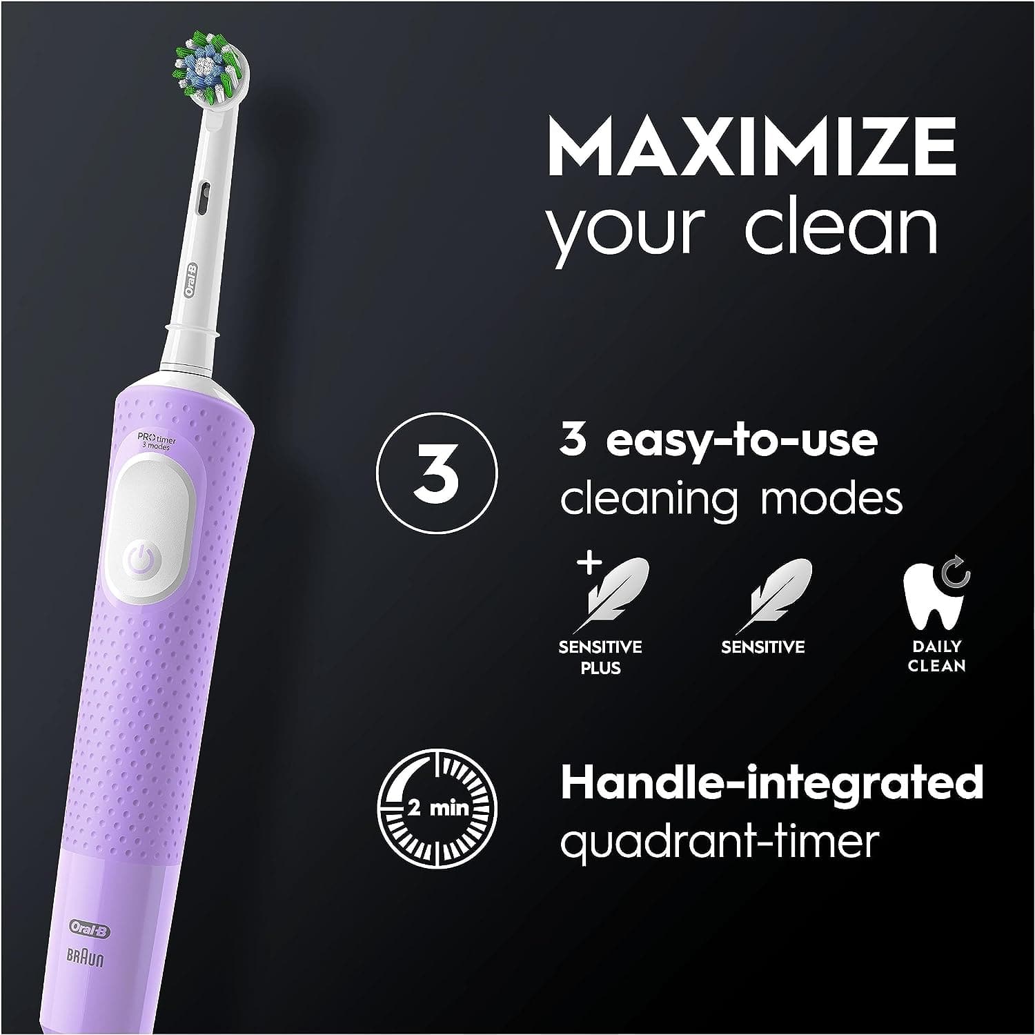 Buy Oral-B,Oral-B Vitality Pro Electric Toothbrush - Purple - Gadcet.com | UK | London | Scotland | Wales| Ireland | Near Me | Cheap | Pay In 3 | Health & Beauty