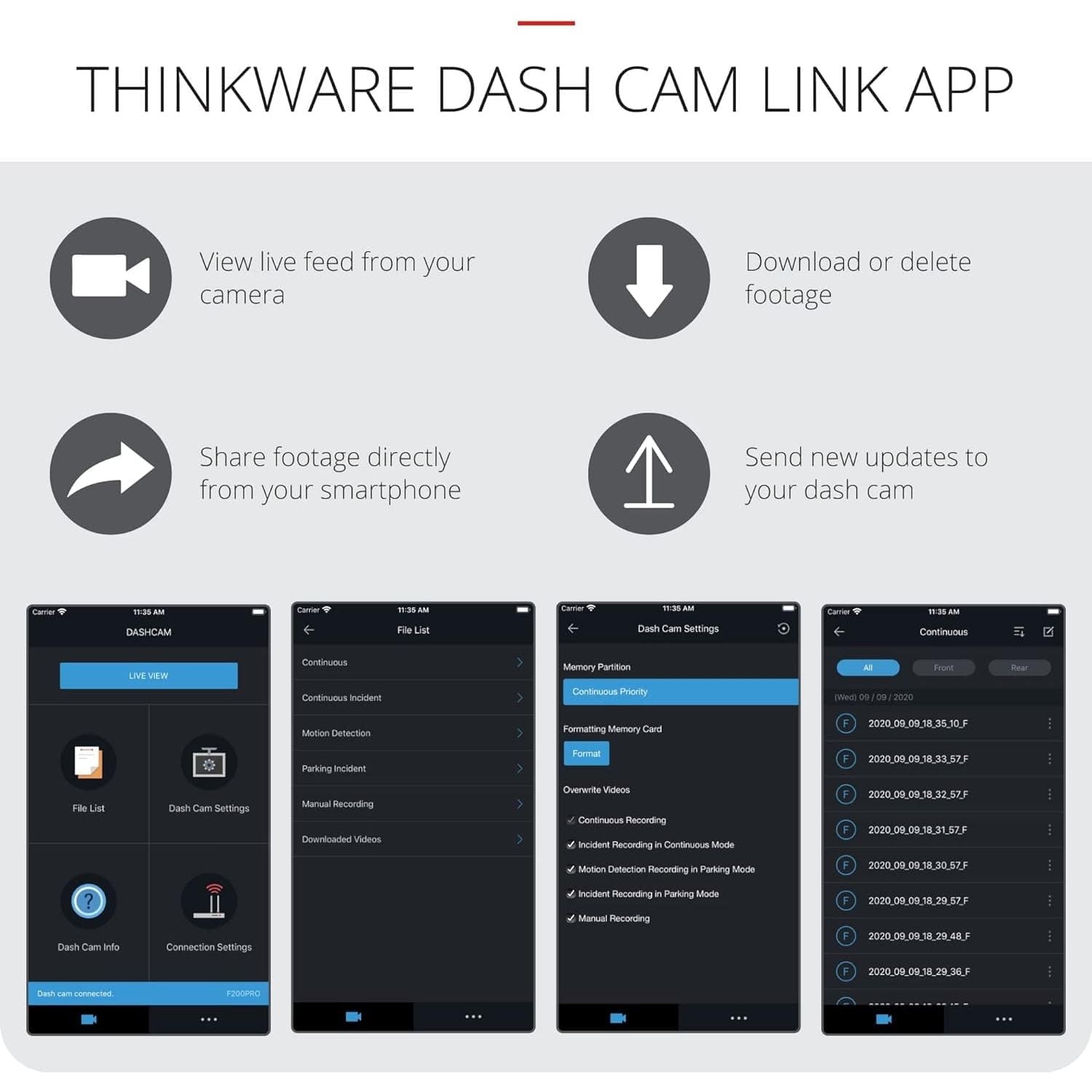 Buy Thinkware,Thinkware F200PRO Dash Cam Full 1080p Front and Rear Car Camera Dashcam - Super Night Vision, Includes 32GB SD card, GPS, Plug & Play and Hardwire lead for Battery Safe Parking Mode - Android/iOS App - Gadcet UK | UK | London | Scotland | Wales| Ireland | Near Me | Cheap | Pay In 3 | Electronics Accessories