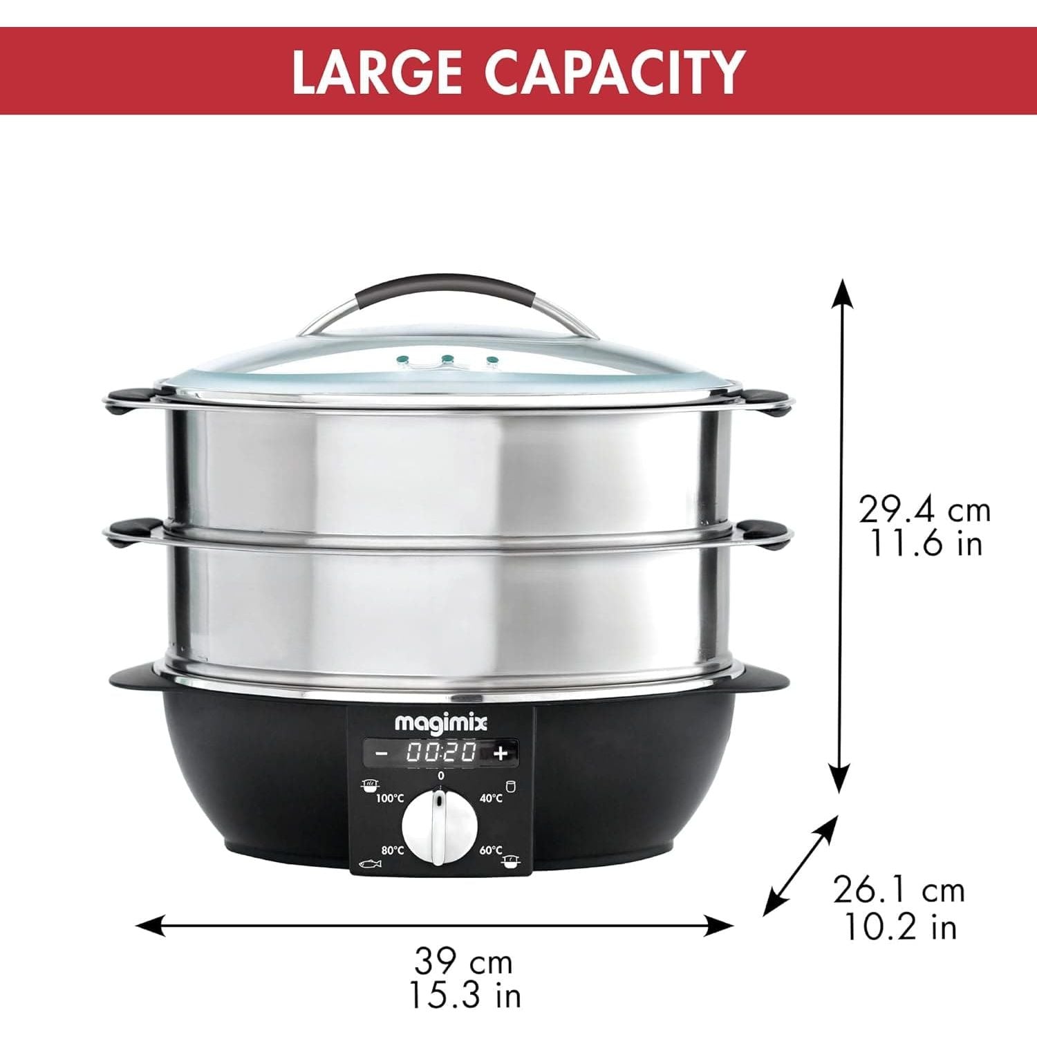 Buy Magimix,Magimix Multifunctional Food Steamer - 12.2L, 2 Tiers, Removable Base, Stainless Steel - Gadcet UK | UK | London | Scotland | Wales| Near Me | Cheap | Pay In 3 | Kitchen & Home Appliances