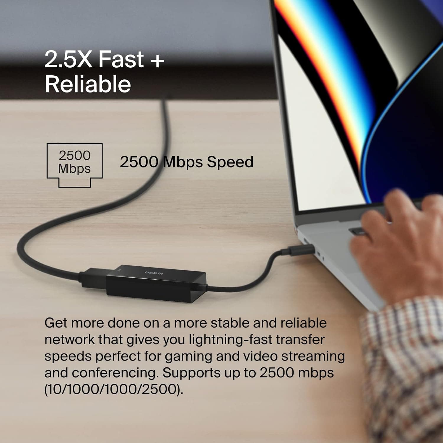 Buy Belkin,Belkin USB Type C to 2.5 Gb Ethernet Adapter, USB-IF Certified Thunderbolt 3 & 4 / USB-C to LAN Network Adapter Compatible with MacBook Pro/Air, iPad Pro, XPS, Surface, and Other USB-C Devices - Gadcet UK | UK | London | Scotland | Wales| Near Me | Cheap | Pay In 3 | Video Game Software