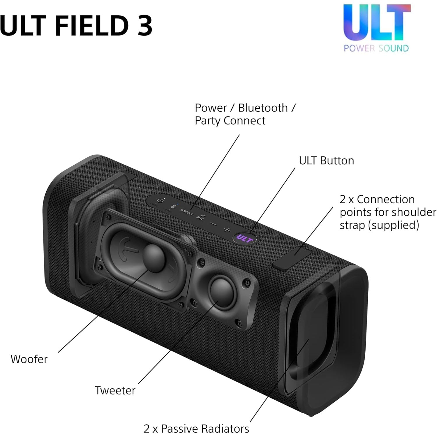 Buy Sony,Sony ULT Field 3 Portable Bluetooth Speaker – ULT Power Sound, 24H Battery, IP67 Waterproof, Black - Gadcet UK | UK | London | Scotland | Wales| Near Me | Cheap | Pay In 3 | Speakers