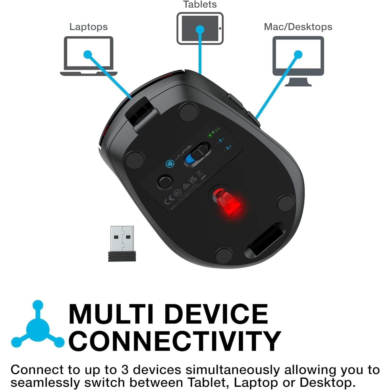 Buy JLab,PNY JLab Go Charge Wireless Rechargeable Bluetooth Mouse - Ergonomic, Silent, Multi-Device Compatibility, Includes USB Dongle - Gadcet UK | UK | London | Scotland | Wales| Near Me | Cheap | Pay In 3 | Mice & Trackballs