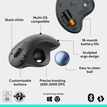 Logitech ERGO M575S Wireless Trackball Mouse, Wireless Ergonomic Mouse With Bluetooth and Encrypted Dongle, Comfortable Thumb Control, Precise and Smooth Tracking, for PC/Mac - Graphite